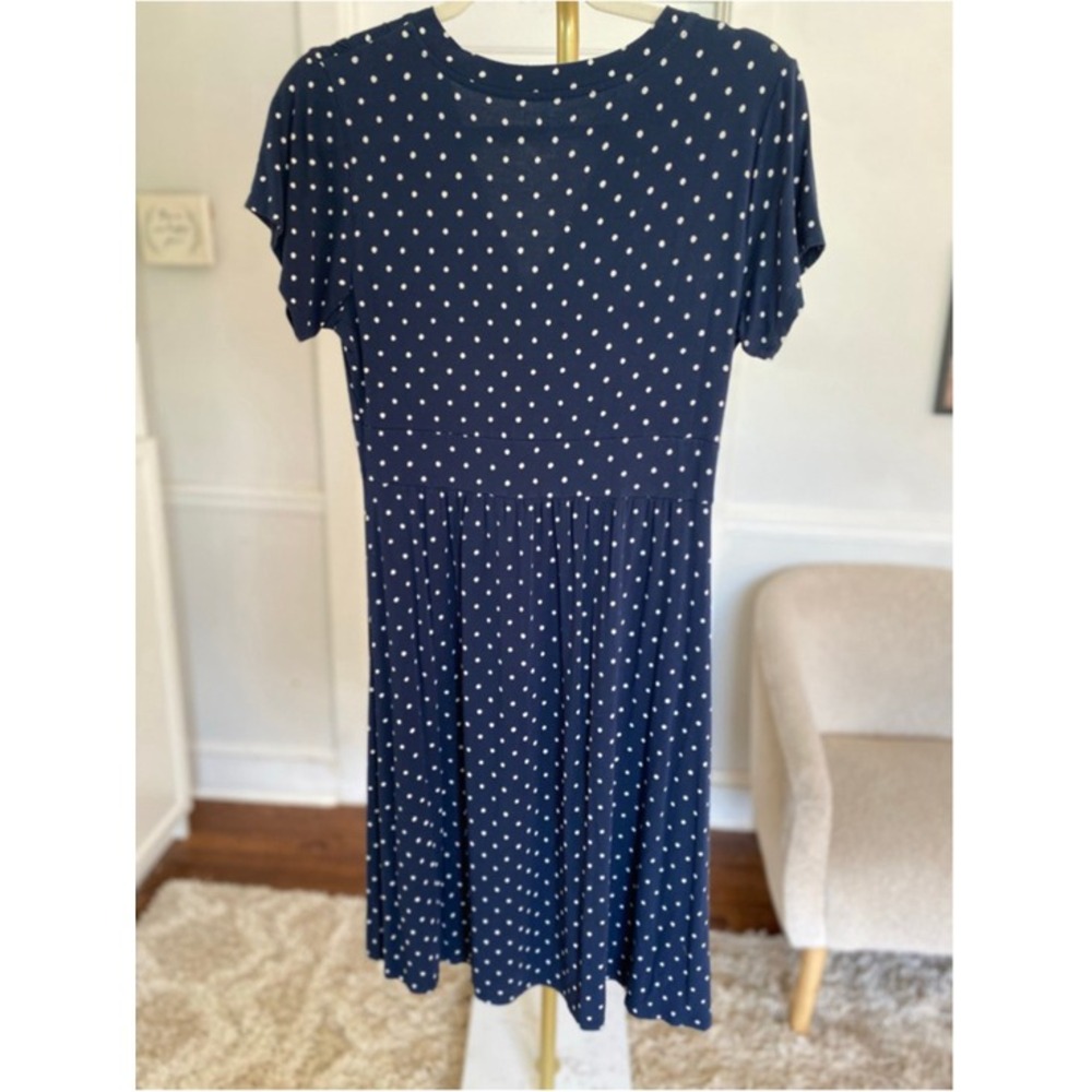 L.L.Bean Navy Polka Dot Midi Dress‎ Coastal Quiet Luxury ParisianCottagecore SP - Picture 3 of 6